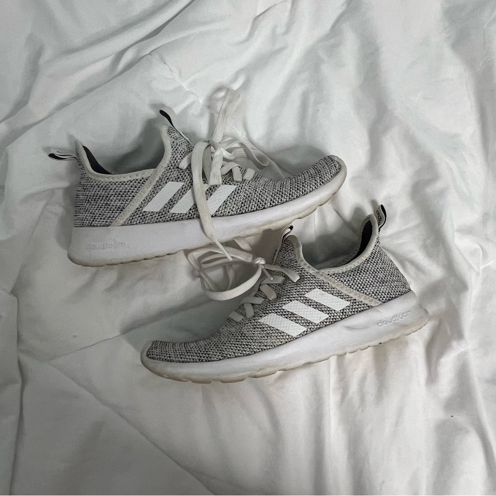 White & Grey Adidas Cloud Foam Shoes W 6 1/2